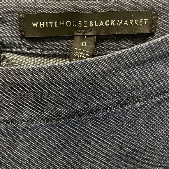 White House Black Market Womens 0 XS Blue Chambray Bell Sleeves Emma Blouse Top - Picture 2 of 8